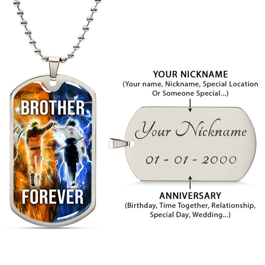 Naruto - NADL001 - Brother Forever - Uzumaki Naruto  - Uchiha Sasuke - Naruto Dog Tag - Military Ball Chain - Luxury Dog Tag