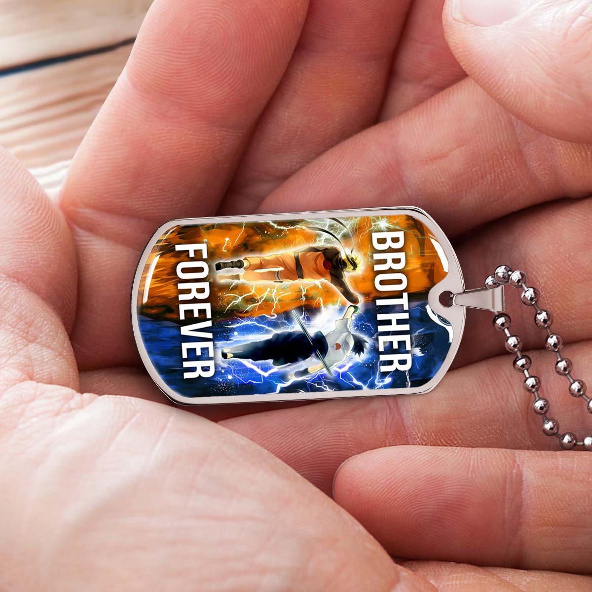 Naruto - NADL001 - Brother Forever - Uzumaki Naruto  - Uchiha Sasuke - Naruto Dog Tag - Military Ball Chain - Luxury Dog Tag