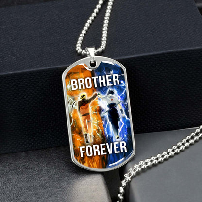 Naruto - NADL001 - Brother Forever - Uzumaki Naruto  - Uchiha Sasuke - Naruto Dog Tag - Military Ball Chain - Luxury Dog Tag
