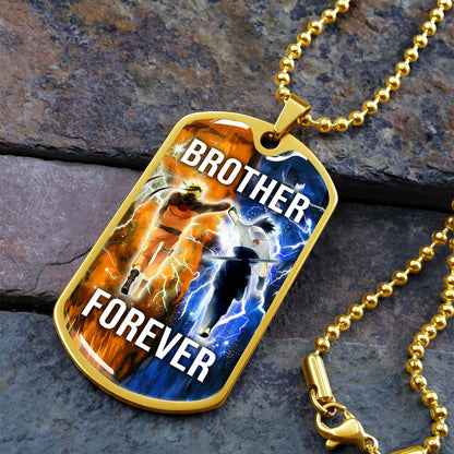 Naruto - NADL001 - Brother Forever - Uzumaki Naruto  - Uchiha Sasuke - Naruto Dog Tag - Military Ball Chain - Luxury Dog Tag