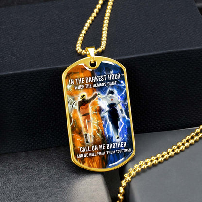 Naruto - NADL002 - Call On me Brother - Uzumaki Naruto  - Uchiha Sasuke - Naruto Dog Tag - Military Ball Chain - Luxury Dog Tag