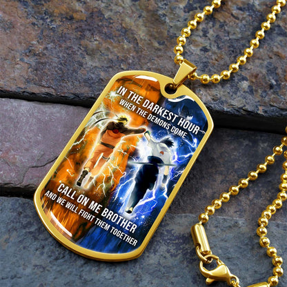 Naruto - NADL002 - Call On me Brother - Uzumaki Naruto  - Uchiha Sasuke - Naruto Dog Tag - Military Ball Chain - Luxury Dog Tag