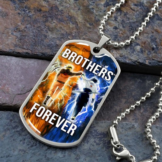 Naruto - NADL003 - Brothers Forever - Uzumaki Naruto  - Uchiha Sasuke - Naruto Dog Tag - Military Ball Chain - Luxury Dog Tag