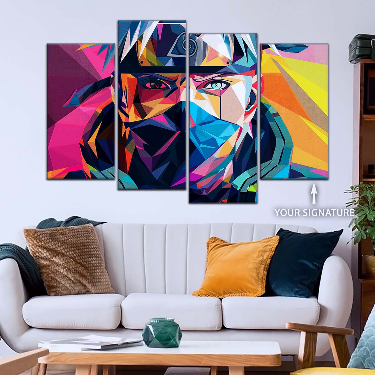 Naruto Wall Art - NA5080 - Kakashi Hatake Geometric Art - Naruto Poster - Naruto Canvas