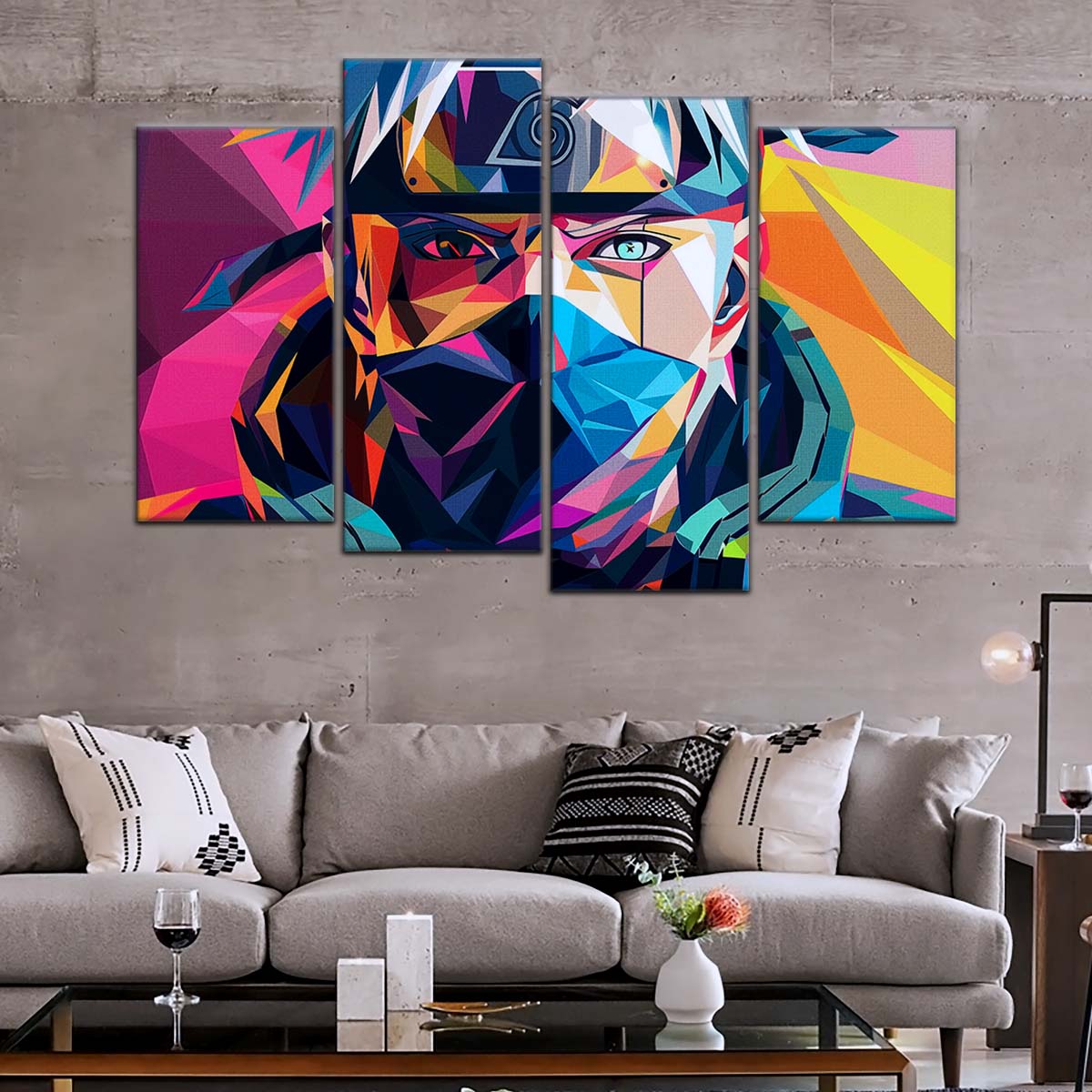 Naruto Wall Art - NA5080 - Kakashi Hatake Geometric Art - Naruto Poster - Naruto Canvas