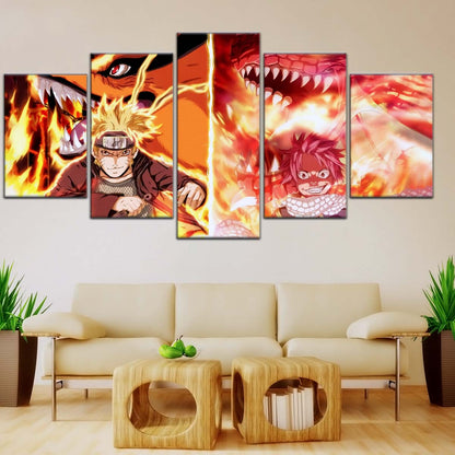 Naruto Wall Art - OP5025 - Naruto Uzumaki - Natsu Dragneel - Kurama - Igneel - Naruto Poster - Naruto Canvas