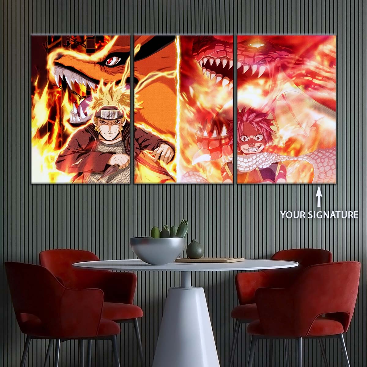 Naruto Wall Art - OP5025 - Naruto Uzumaki - Natsu Dragneel - Kurama - Igneel - Naruto Poster - Naruto Canvas