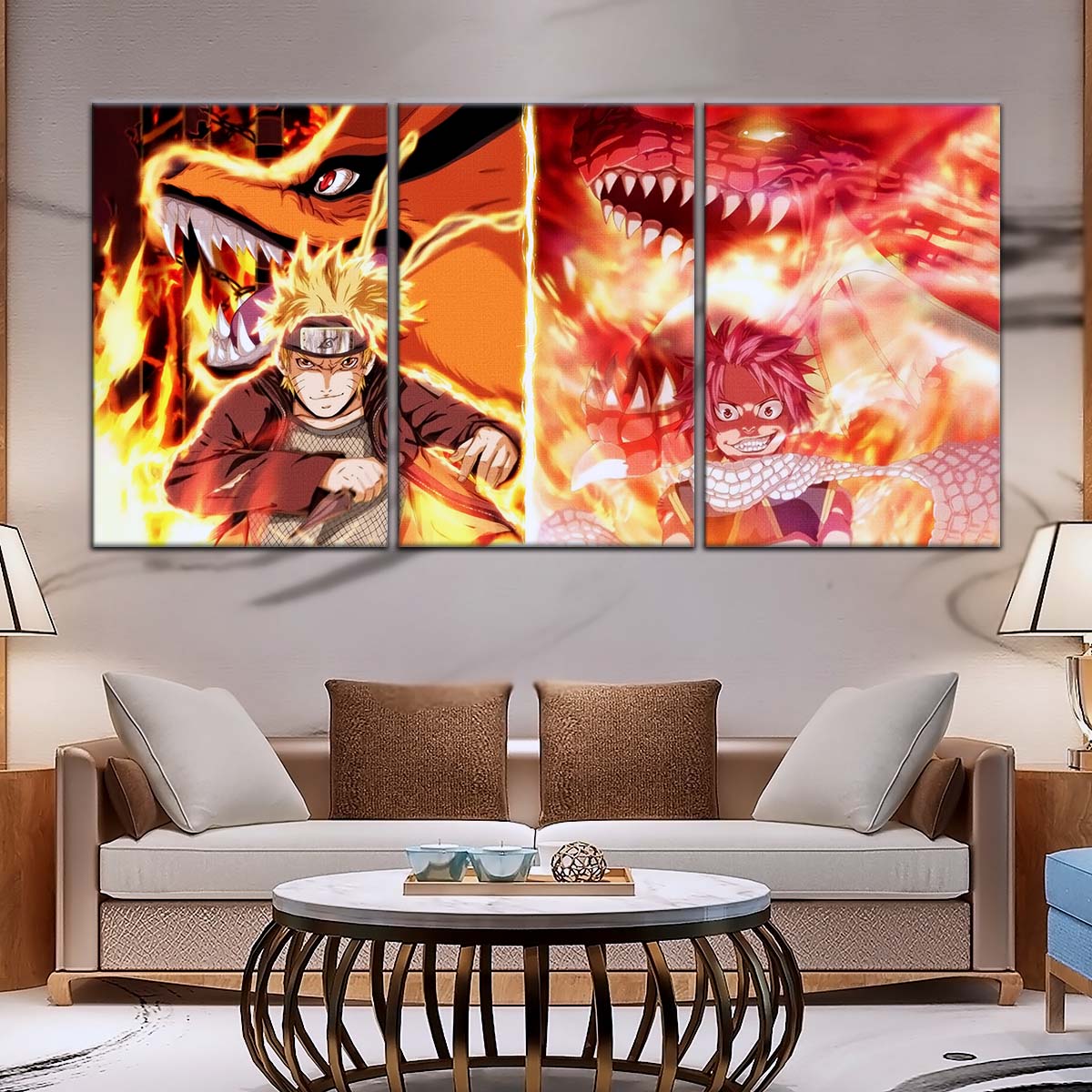 Naruto Wall Art - OP5025 - Naruto Uzumaki - Natsu Dragneel - Kurama - Igneel - Naruto Poster - Naruto Canvas