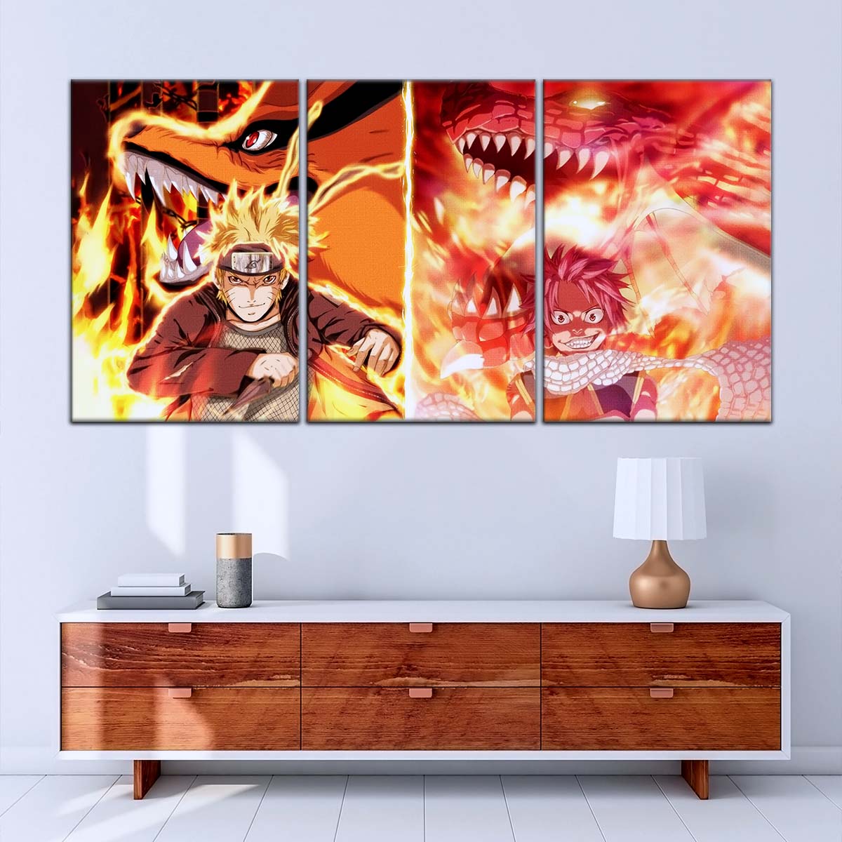Naruto Wall Art - OP5025 - Naruto Uzumaki - Natsu Dragneel - Kurama - Igneel - Naruto Poster - Naruto Canvas