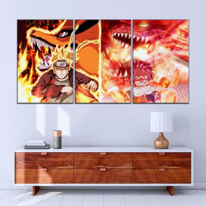 Naruto Wall Art - OP5025 - Naruto Uzumaki - Natsu Dragneel - Kurama - Igneel - Naruto Poster - Naruto Canvas