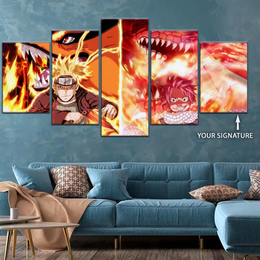 Naruto Wall Art - OP5025 - Naruto Uzumaki - Natsu Dragneel - Kurama - Igneel - Naruto Poster - Naruto Canvas