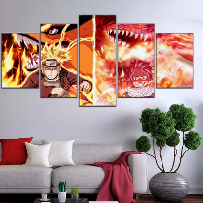 Naruto Wall Art - OP5025 - Naruto Uzumaki - Natsu Dragneel - Kurama - Igneel - Naruto Poster - Naruto Canvas