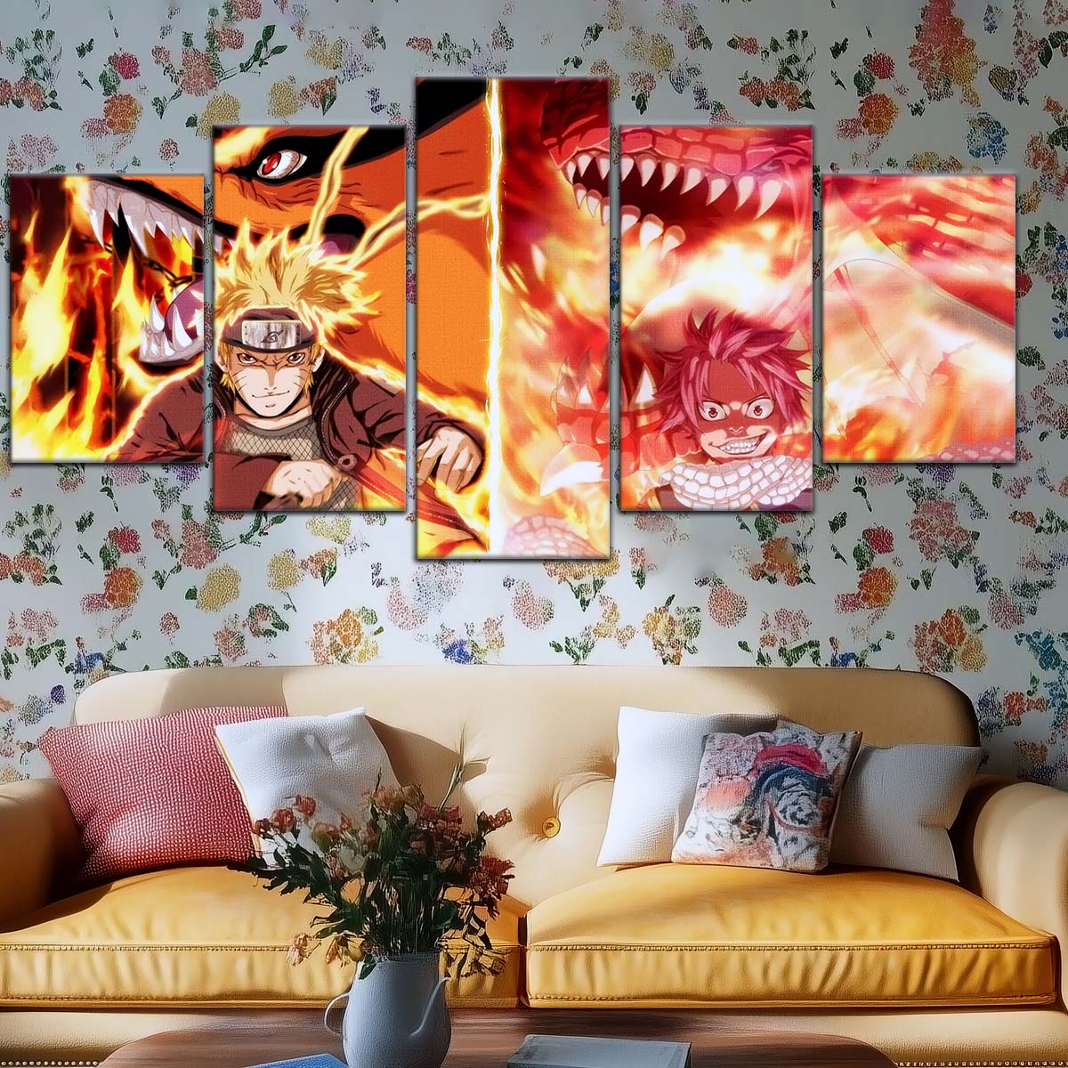Naruto Wall Art - OP5025 - Naruto Uzumaki - Natsu Dragneel - Kurama - Igneel - Naruto Poster - Naruto Canvas