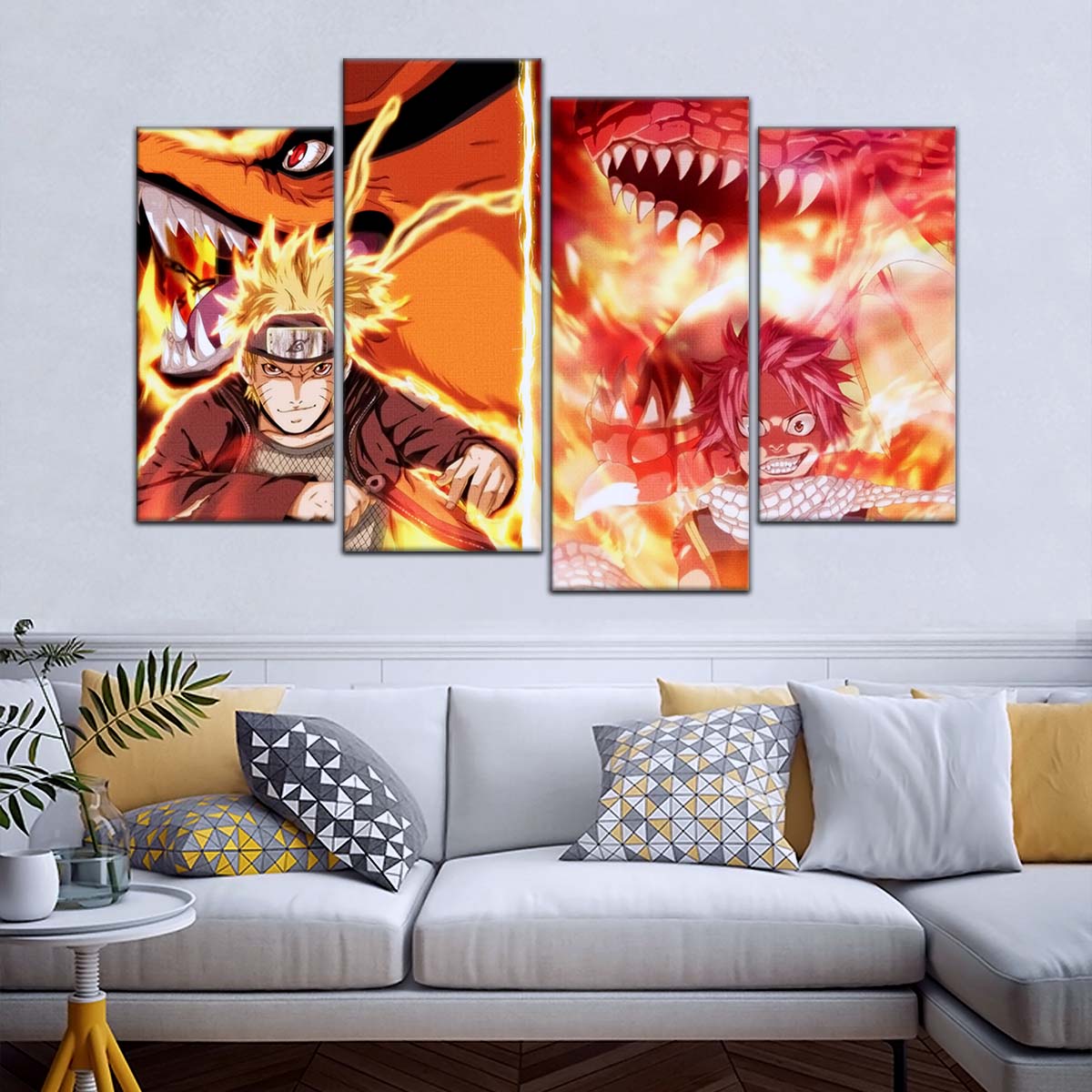 Naruto Wall Art - OP5025 - Naruto Uzumaki - Natsu Dragneel - Kurama - Igneel - Naruto Poster - Naruto Canvas