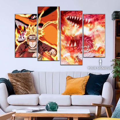 Naruto Wall Art - OP5025 - Naruto Uzumaki - Natsu Dragneel - Kurama - Igneel - Naruto Poster - Naruto Canvas