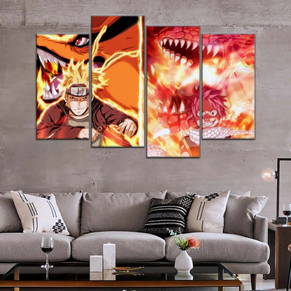 Naruto Wall Art - OP5025 - Naruto Uzumaki - Natsu Dragneel - Kurama - Igneel - Naruto Poster - Naruto Canvas