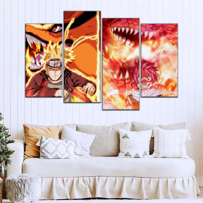 Naruto Wall Art - OP5025 - Naruto Uzumaki - Natsu Dragneel - Kurama - Igneel - Naruto Poster - Naruto Canvas