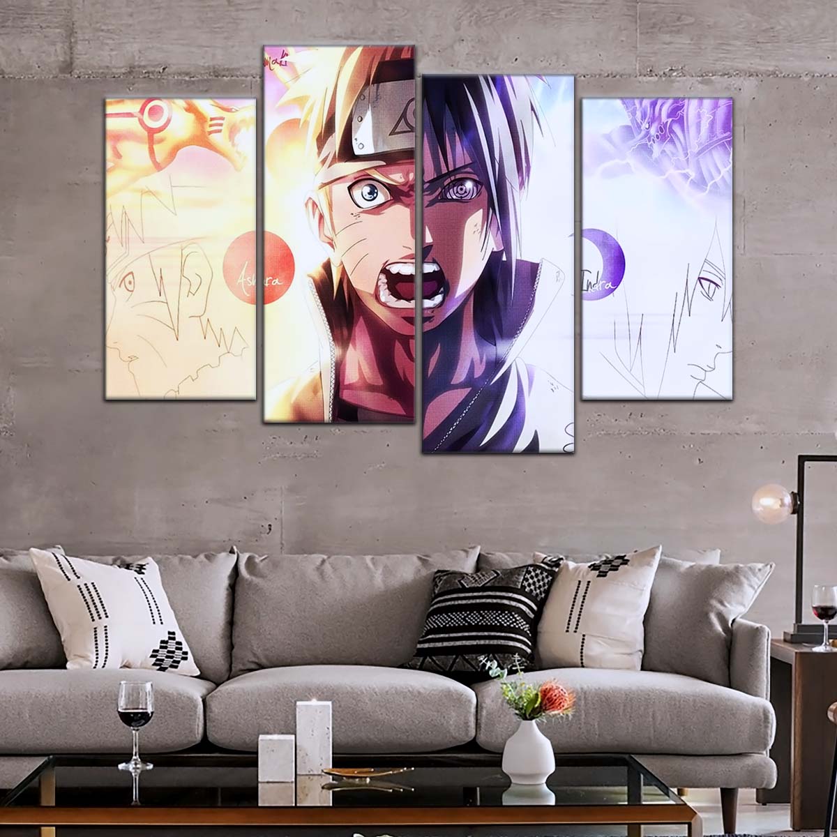 Naruto Wall Art - OP5026 - Naruto Uzumaki - Sasuke Uchiha - Indra Ōtsutsuki Ashura Ootsutsuki - Naruto Poster - Naruto Canvas