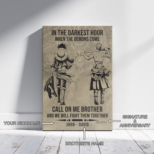 One Piece Canvas Wall Art - OP002 - Monkey D. Luffy - Roronoa Zoro - Call On Me Brother