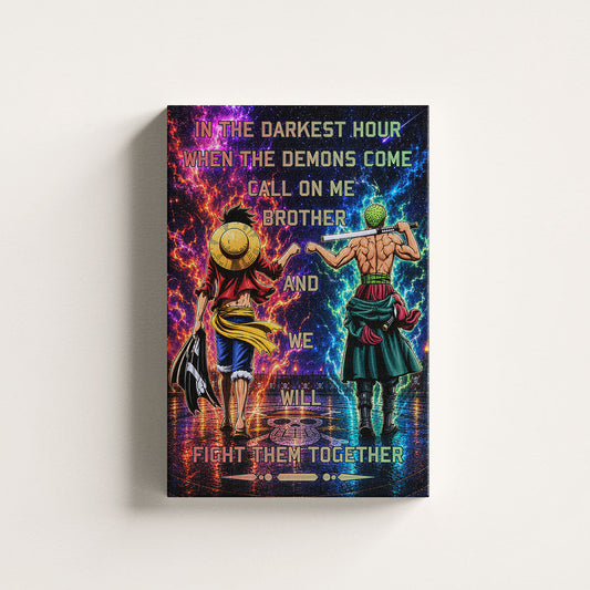 One Piece Canvas Wall Art - OP005 - Monkey D. Luffy - Roronoa Zoro - Call On Me Brother