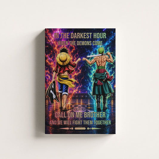 One Piece Canvas Wall Art - OP006 - Monkey D. Luffy - Roronoa Zoro - Call On Me Brother