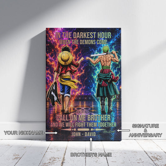 One Piece Canvas Wall Art - OP006 - Monkey D. Luffy - Roronoa Zoro - Call On Me Brother