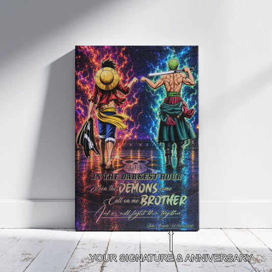 One Piece Canvas Wall Art - OP010 - Monkey D. Luffy - Roronoa Zoro - Call On Me Brother