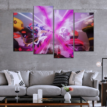 One Piece Canvas Wall Art - Luffy Gear 5 Vs Rob Lucci 5 Piece Split Panel Anime Poster - Framed Ready to Hang Living Room & Man Cave Decor - OP5001