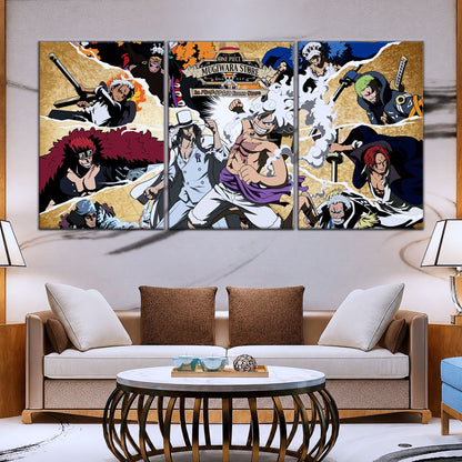 One Piece Canvas Wall Art - Luffy Gear Fifth 5 Piece Split Panel Anime Poster - Framed Ready to Hang Living Room & Man Cave Decor - OP5006