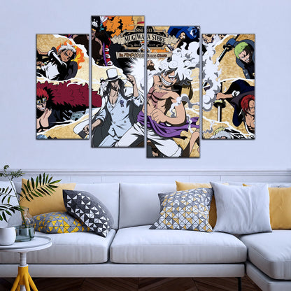 One Piece Canvas Wall Art - Luffy Gear Fifth 5 Piece Split Panel Anime Poster - Framed Ready to Hang Living Room & Man Cave Decor - OP5006