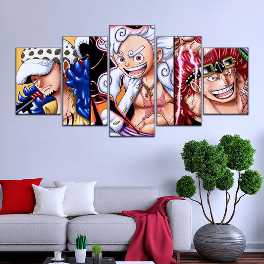 One Piece Wano Trio Canvas Wall Art - OP5008 - Luffy Gear Fifth - Trafalgar Law - Eustass Kid