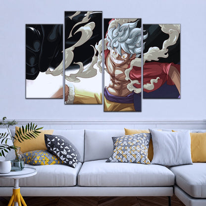 One Piece Canvas Wall Art - Luffy Gear Fifth 5 Piece Split Panel Anime Poster - Framed Ready to Hang Living Room & Man Cave Decor - OP5010