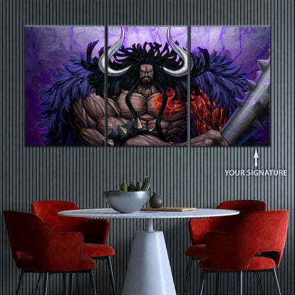 One Piece Canvas Wall Art - Gear Fourth Luffy Unleashed 5 Piece Split Panel Anime Poster - Framed Ready to Hang Living Room & Man Cave Decor - OP5012
