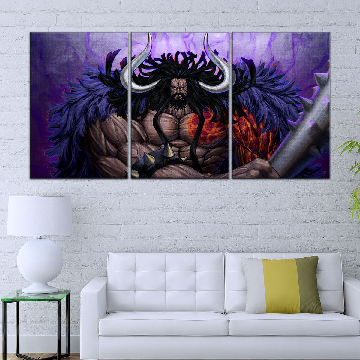 One Piece Canvas Wall Art - Kaido 5 Piece Split Panel Anime Poster - Framed Ready to Hang Living Room & Man Cave Decor - OP5011