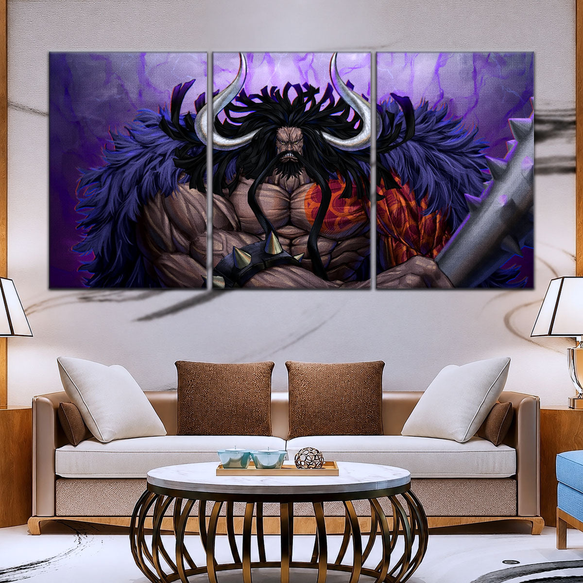 One Piece Canvas Wall Art - Kaido 5 Piece Split Panel Anime Poster - Framed Ready to Hang Living Room & Man Cave Decor - OP5011