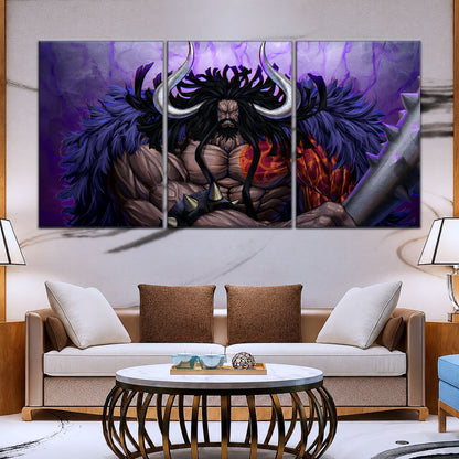 One Piece Canvas Wall Art - Kaido 5 Piece Split Panel Anime Poster - Framed Ready to Hang Living Room & Man Cave Decor - OP5011