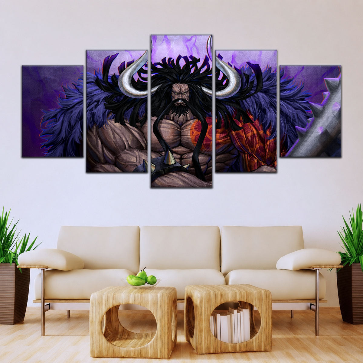 One Piece Canvas Wall Art - Gear Fourth Luffy Unleashed 5 Piece Split Panel Anime Poster - Framed Ready to Hang Living Room & Man Cave Decor - OP5012