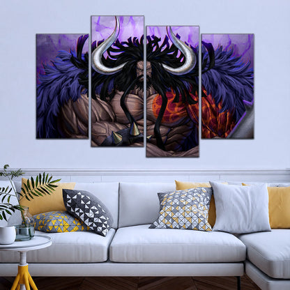 One Piece Canvas Wall Art - Gear Fourth Luffy Unleashed 5 Piece Split Panel Anime Poster - Framed Ready to Hang Living Room & Man Cave Decor - OP5012