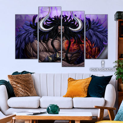One Piece Canvas Wall Art - Kaido 5 Piece Split Panel Anime Poster - Framed Ready to Hang Living Room & Man Cave Decor - OP5011