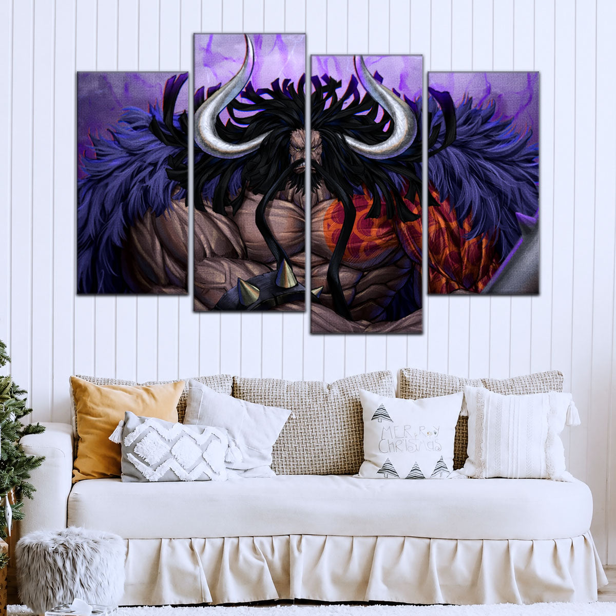 One Piece Canvas Wall Art - Kaido 5 Piece Split Panel Anime Poster - Framed Ready to Hang Living Room & Man Cave Decor - OP5011