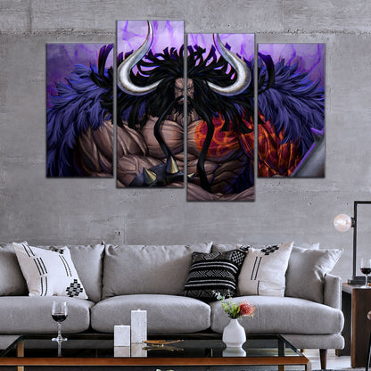One Piece Canvas Wall Art - Gear Fourth Luffy Unleashed 5 Piece Split Panel Anime Poster - Framed Ready to Hang Living Room & Man Cave Decor - OP5012