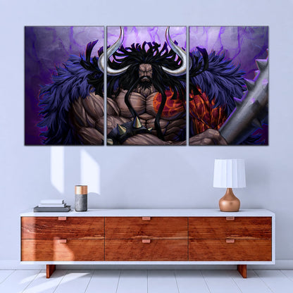 One Piece Canvas Wall Art - Gear Fourth Luffy Unleashed 5 Piece Split Panel Anime Poster - Framed Ready to Hang Living Room & Man Cave Decor - OP5012