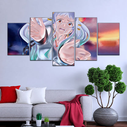 One Piece Canvas Wall Art - Yamato 5 Piece Split Panel Anime Poster - Framed Ready to Hang Living Room & Man Cave Decor - OP5019
