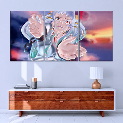 One Piece Canvas Wall Art - Yamato 5 Piece Split Panel Anime Poster - Framed Ready to Hang Living Room & Man Cave Decor - OP5019