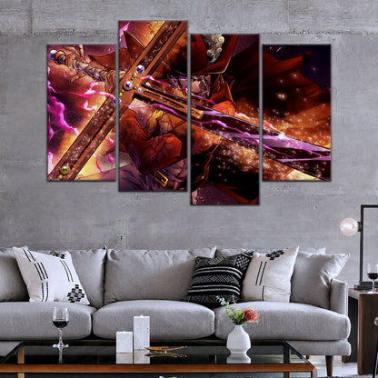 One Piece Canvas Wall Art - Dracule Mihawk 5 Piece Split Panel Anime Poster - Framed Ready to Hang Living Room & Man Cave Decor - OP5020