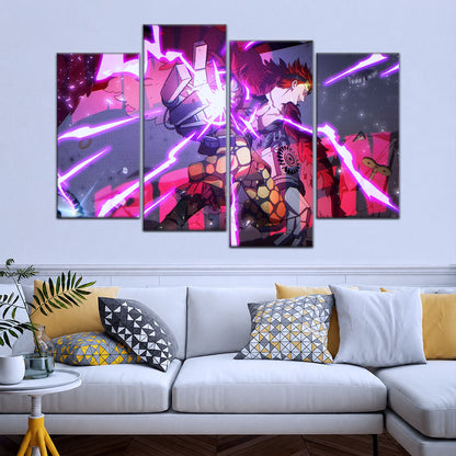 One Piece Canvas Wall Art - Eustass Kid Unleashed 5 Piece Split Panel Anime Poster - Framed Ready to Hang Living Room & Man Cave Decor - OP5030
