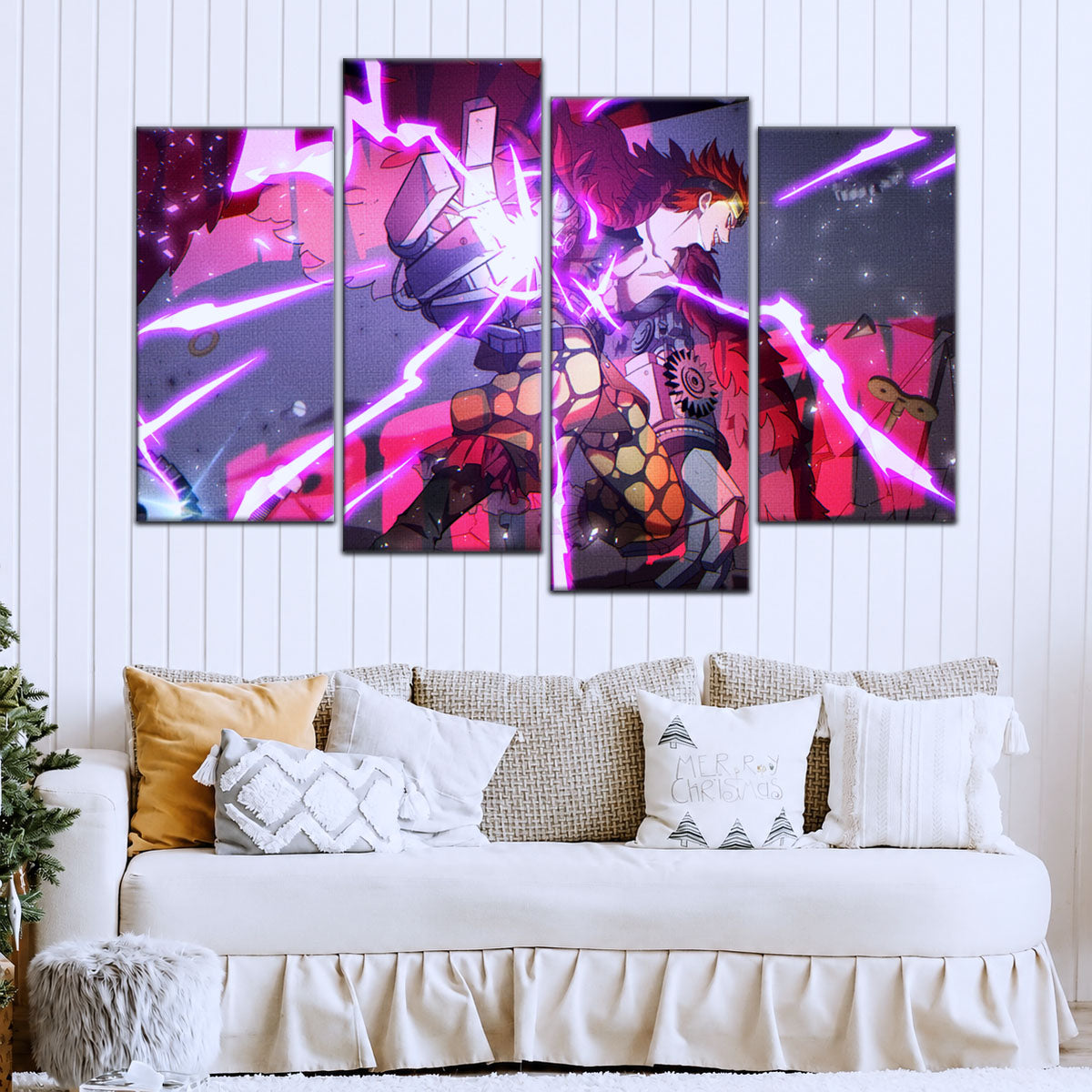One Piece Canvas Wall Art - Eustass Kid Unleashed 5 Piece Split Panel Anime Poster - Framed Ready to Hang Living Room & Man Cave Decor - OP5030