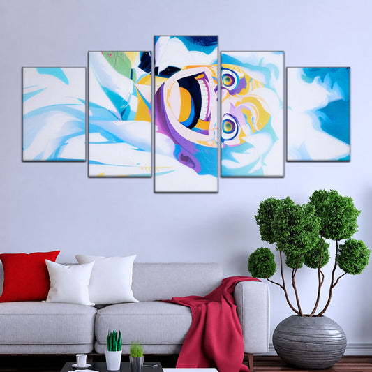 One Piece Canvas Wall Art - Monkey D. Luffy 5 Piece Split Panel Anime Poster - Framed Ready to Hang Living Room & Man Cave Decor - OP5032