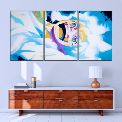 One Piece Canvas Wall Art - Monkey D. Luffy 5 Piece Split Panel Anime Poster - Framed Ready to Hang Living Room & Man Cave Decor - OP5032