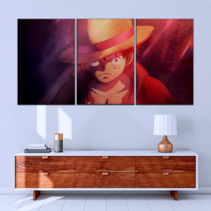 One Piece Canvas Wall Art - Monkey D. Luffy 5 Piece Split Panel Anime Poster - Framed Ready to Hang Living Room & Man Cave Decor - OP5036